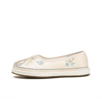 Old Meihua Women's Casual Shoes Hanfu Embroidery Shoes New Chinese Style Women's Ecru