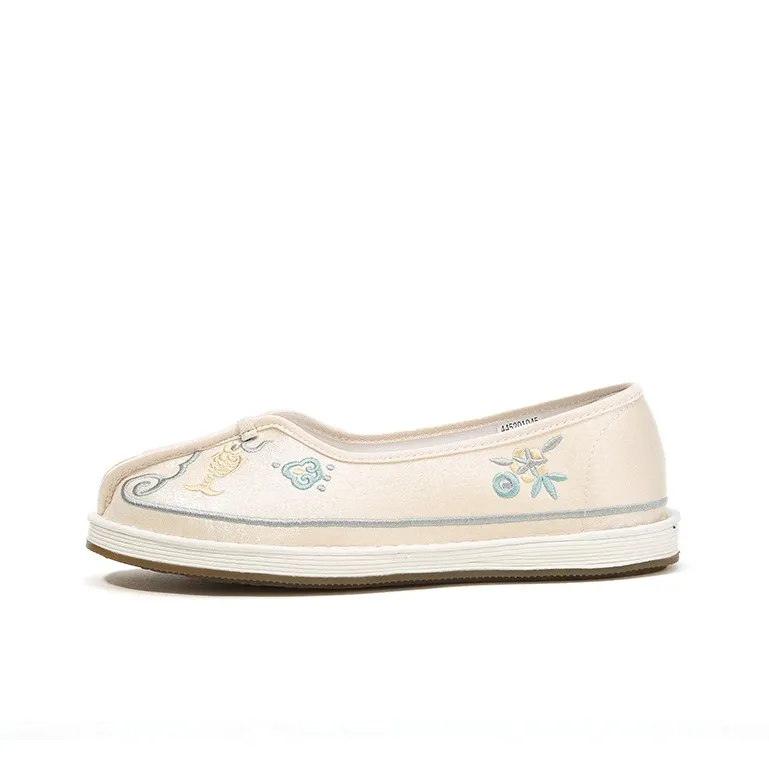 Old Meihua Women's Casual Shoes Hanfu Embroidery Shoes New Chinese Style Women's Ecru-0