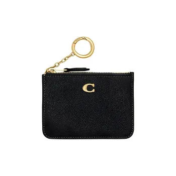 COACH Skinny Id Case Cow Leather Card Holder Mini Women's Black