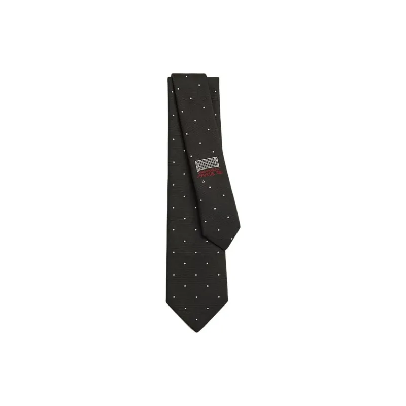 HERMES Mulberry Silk Ties Men's Black-0