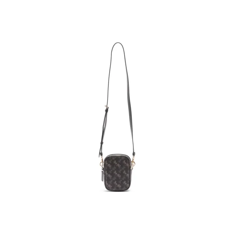COACH Phoebe Artificial Leather Cell Phone Pouch, Shoulder Bag, Crossbody Bag Mini Women's Black-5