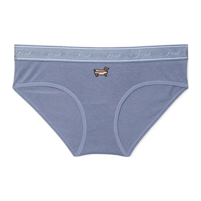 Victoria's Secret PINK LOGO COTTON HIPHUGGER PANTY / DIHDG Underpants Women's 1 Pack Blue-0