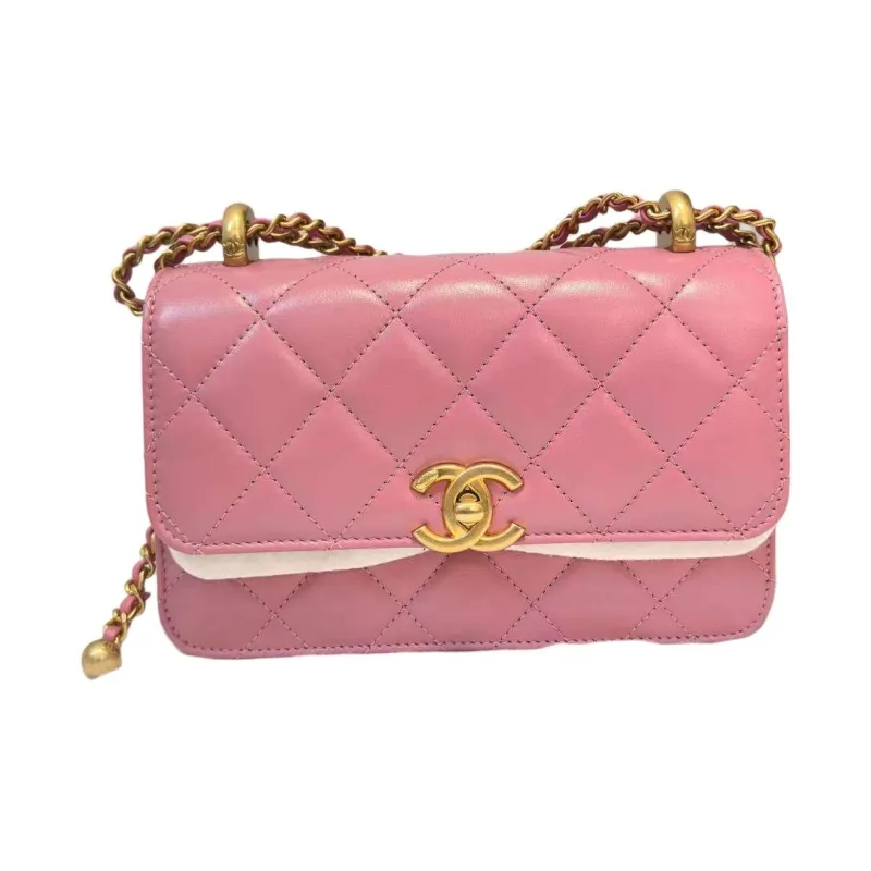 CHANEL 19Bag Shiny Calfskin Crossbody Bags Mini Women's Pink-0
