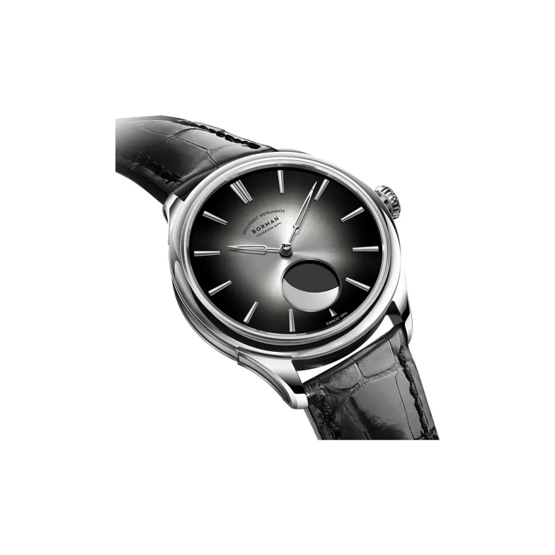 BORMAN Automatic Mechanical Movement Genuine Leather Strap Watch Men's Watches Black Dial-3