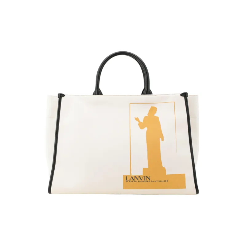 Lanvin Calfskin With Canvas Shoulder Bag, Crossbody Bag, Handbag Women's Orange-3