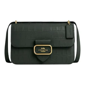 COACH Morgan Leather Small Square Bag Shoulder Bag Crossbody Bag Medium Size Women's Gold & Amazon Green