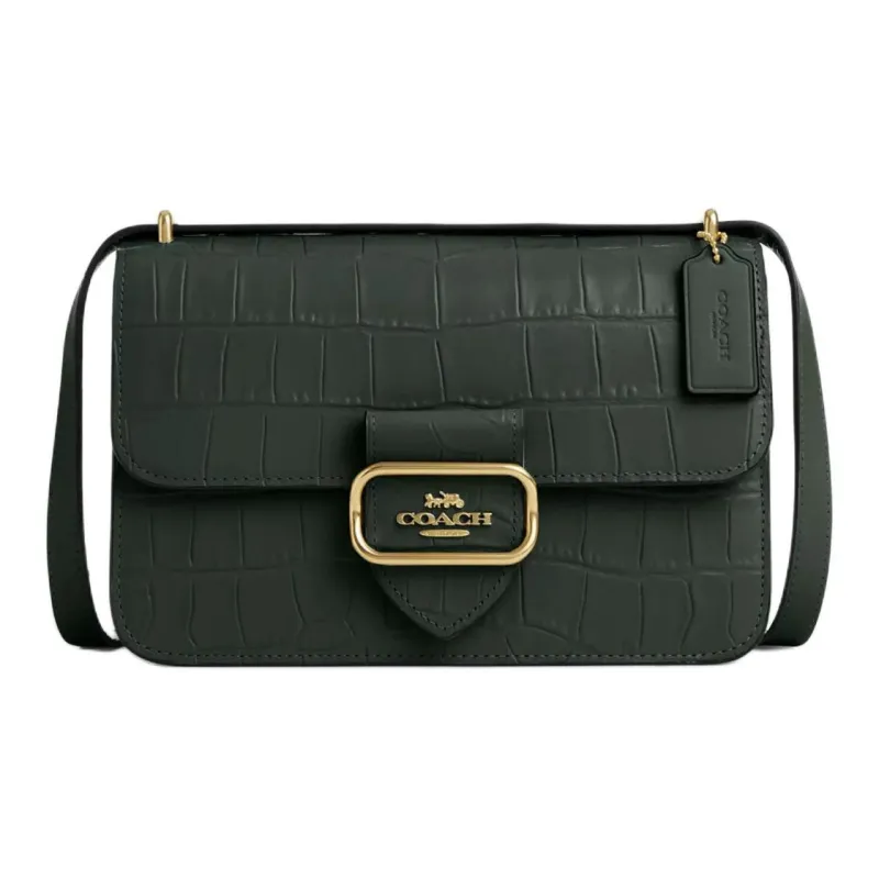 COACH Morgan Leather Small Square Bag Shoulder Bag Crossbody Bag Medium Size Women's Gold & Amazon Green-0