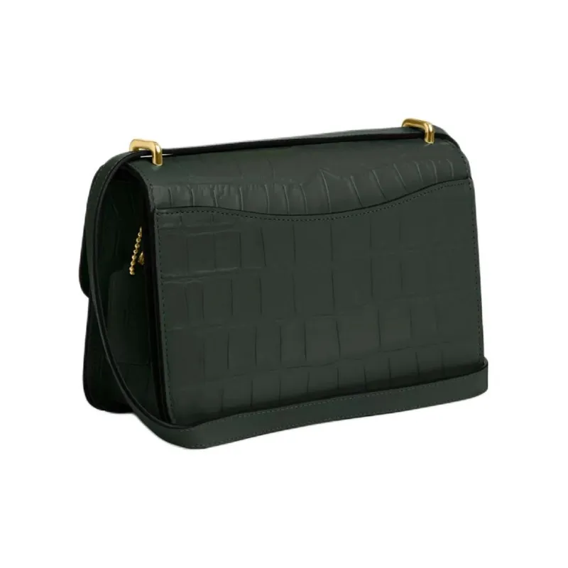 COACH Morgan Leather Small Square Bag Shoulder Bag Crossbody Bag Medium Size Women's Gold & Amazon Green-1