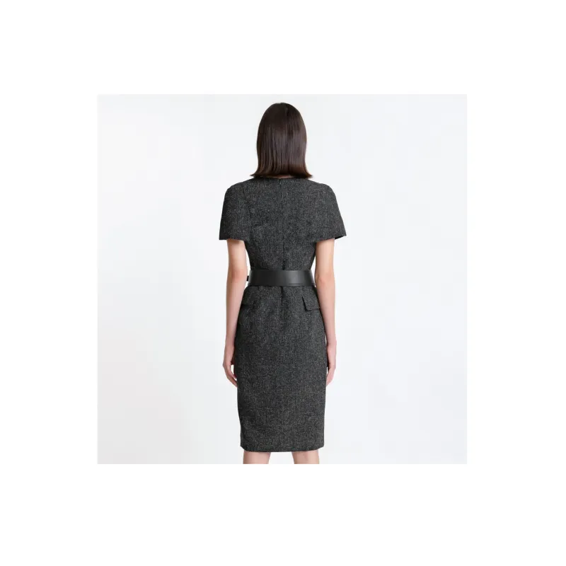 LIZZY Shawl Cape Short Sleeved Dress Women's Black-0