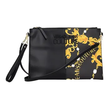 VERSACE JEANS COUTURE PU Polyurethane Clutch Large Size Men's Black