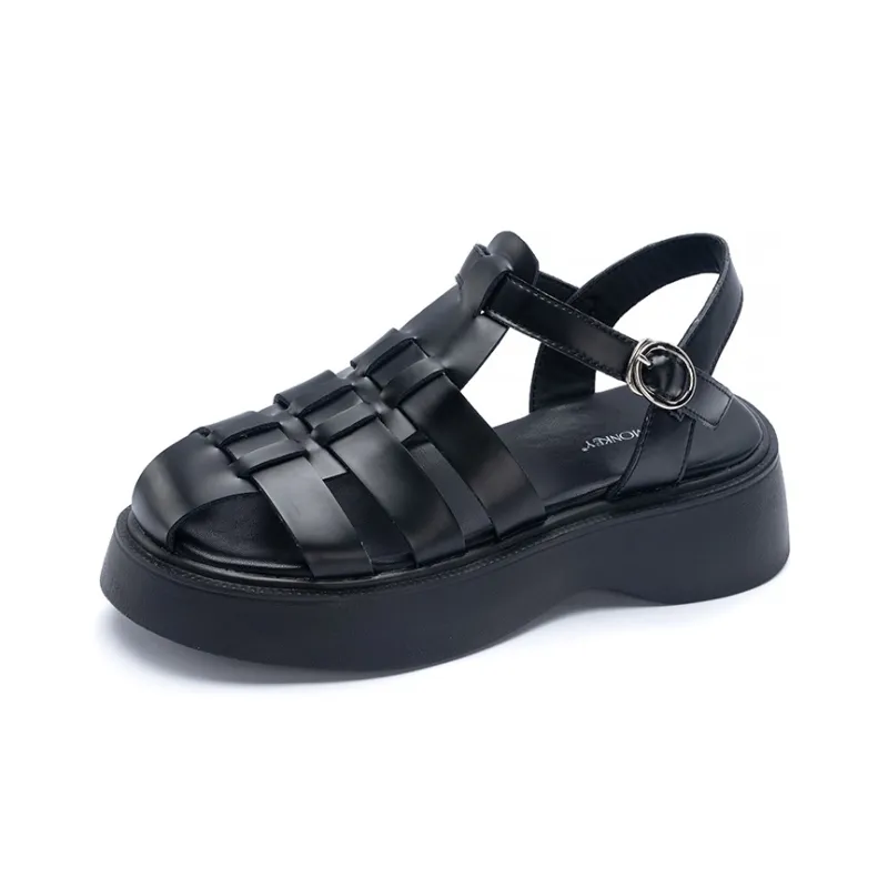 MALEMONKEY Roman Sandals 4.5cm Women's Black-1