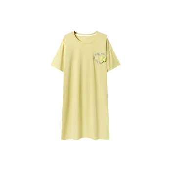 Close-fitting Areas Nightgown Women's Yellow