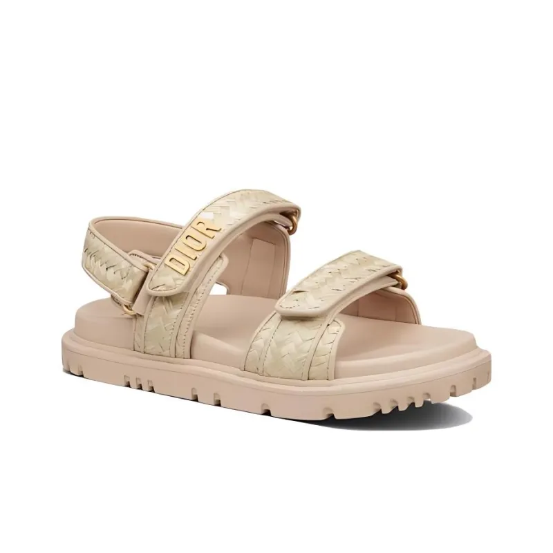 DIOR DiorAct Stylish Sandals Women's Yellow Hemp-2