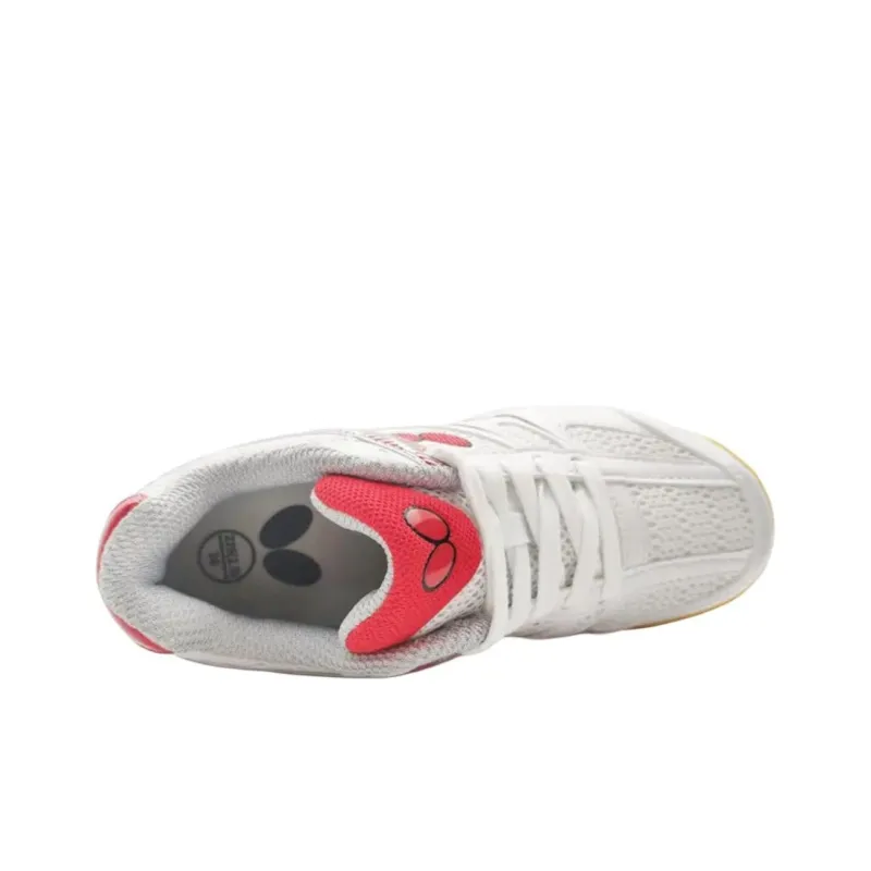 Butterfly LEZOLINE Anti Slip Wear Resistant Breathable Lightweight Coverage Low Top Training Shoes Unisex White Red-2