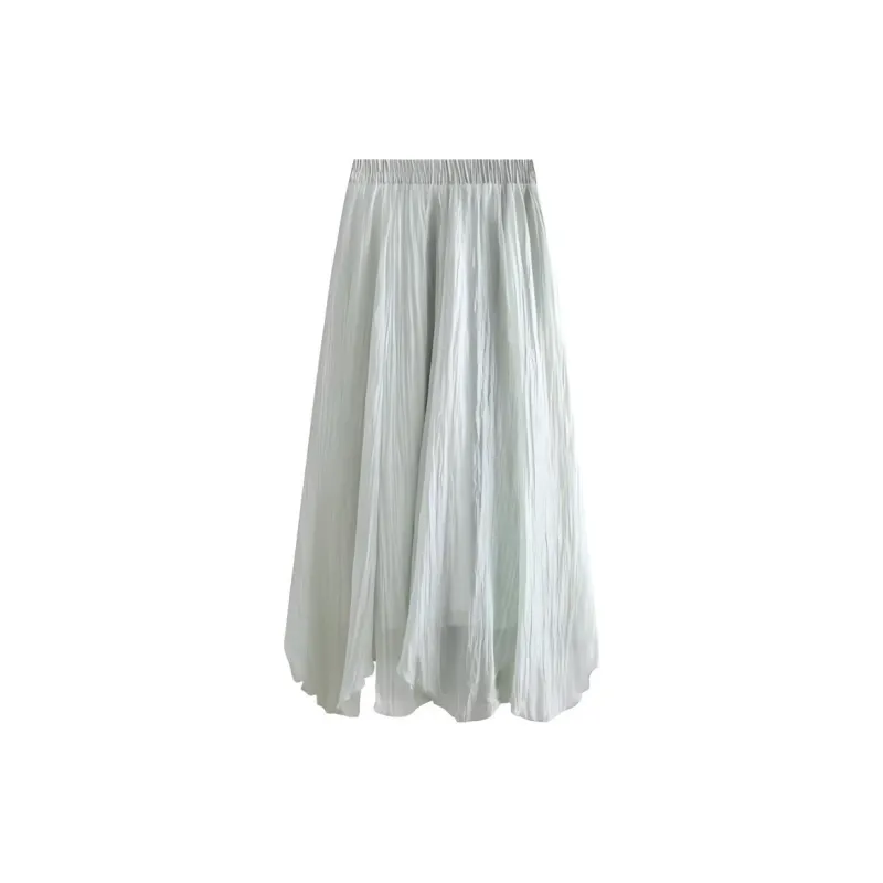 ETSE Casual Long Skirts Women's Aqua Green-1