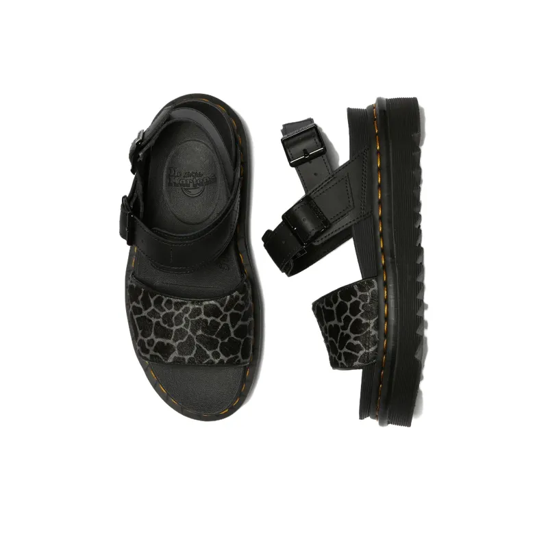Dr.Martens Voss Animal Print Strap Sandals Women's Black-3