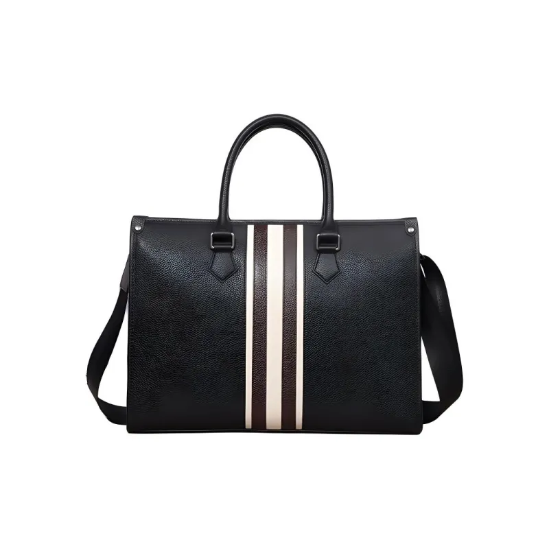 DOSRFINI Cow Leather Briefcases Large Size Men's Black-1