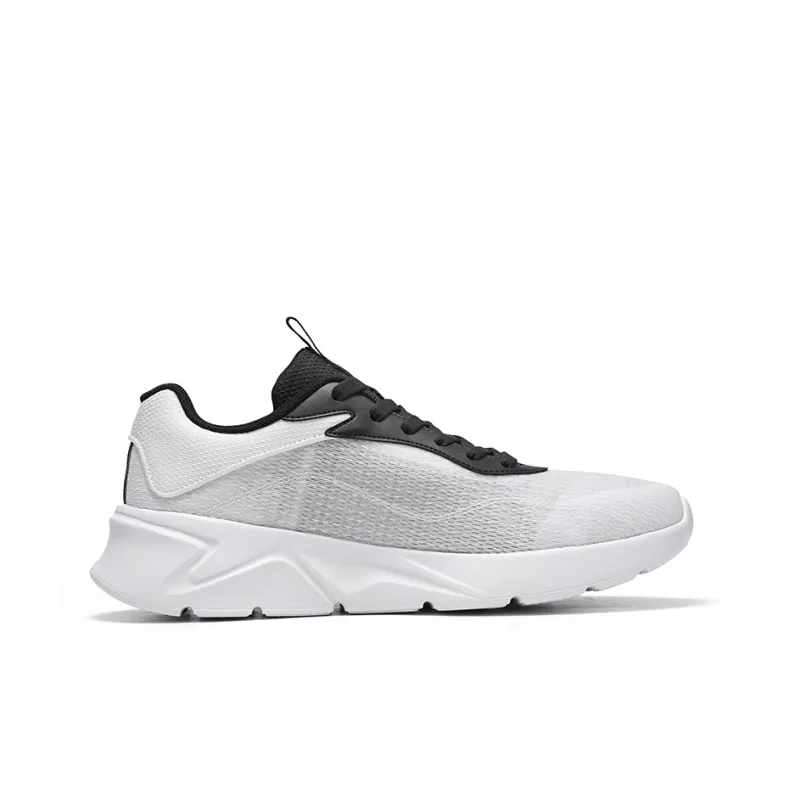 QIAODAN Slip-Resistant Cushioning Low-Top Running Shoes Men's White Black-2