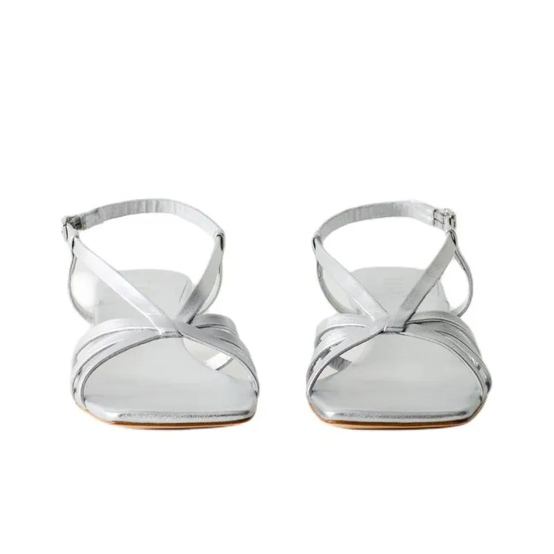 TIBI Brooks Strap Sandals 3.8cm Women's Silver-3