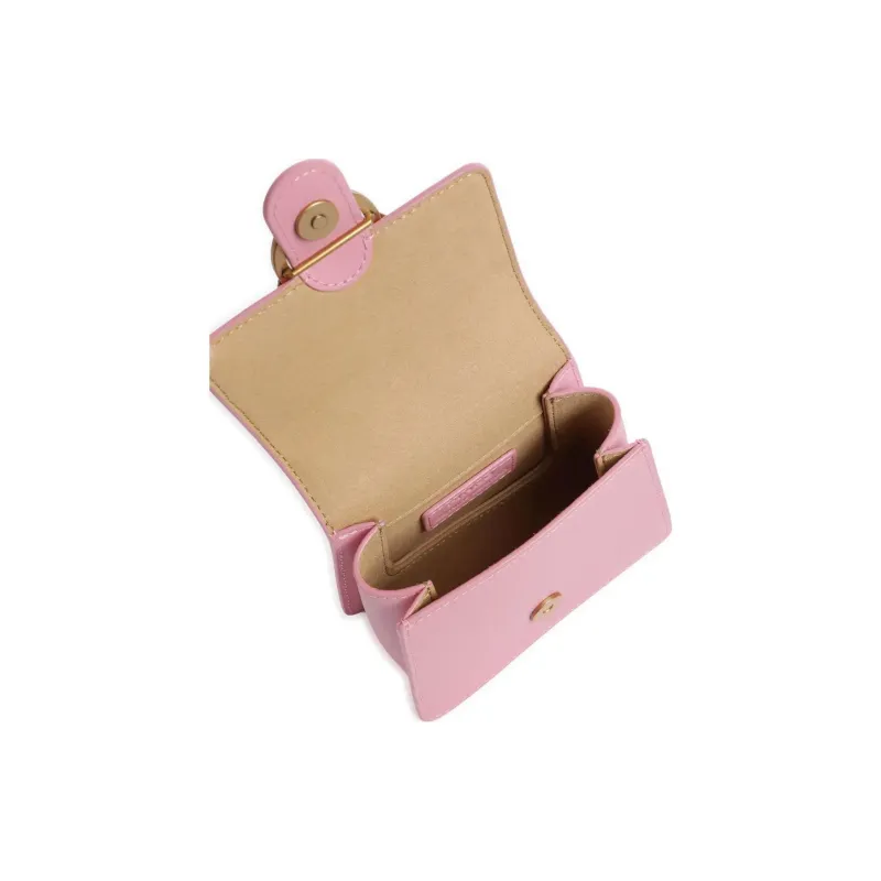PINKO LOVE Series Cow Leather Shoulder Bag, Crossbody Bag, Handbag Micro Women's Rose Pink-4