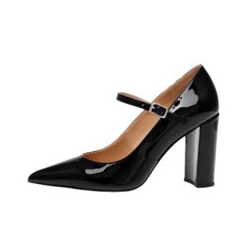 STEVE MADDEN Chunky Heel Mary Jane Shoes 9cm Women's Black