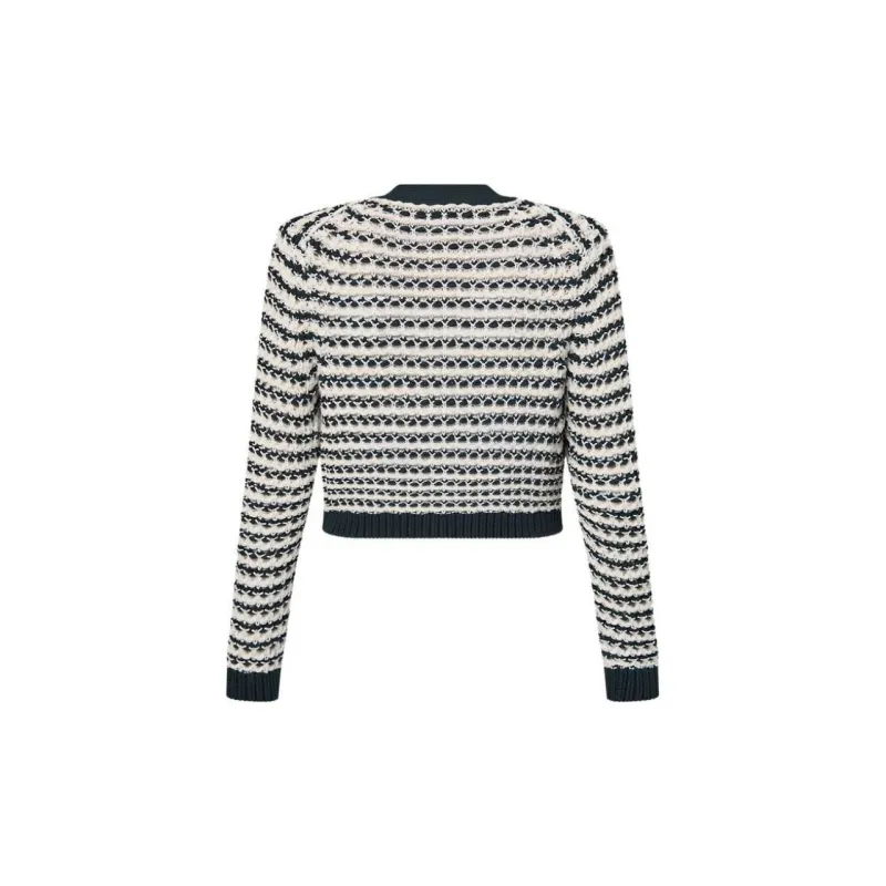 Lv Striped Lace Knit Cardigan-1
