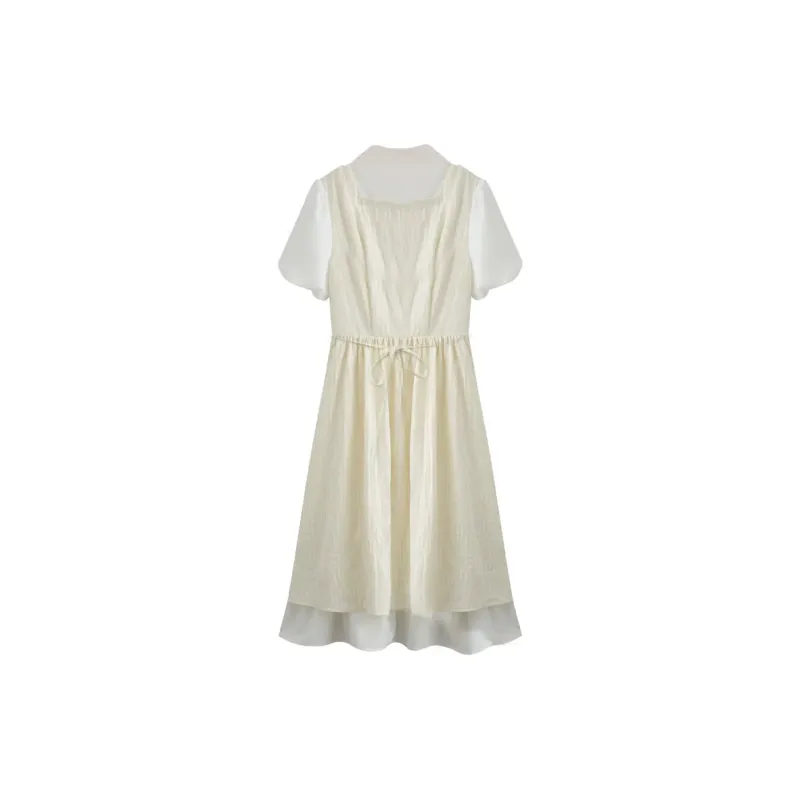 JOSR Short Sleeved Dress Women's Light Yellow-1