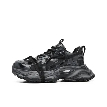 Angelmi Anti Slip Wear Resistant Low Top Chunky Sneakers Unisex Dark Gray
