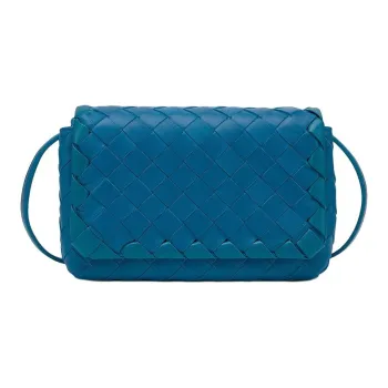 Bottega Veneta Sheepskin Crossbody Bag, Shoulder Bag Women's Dark Blue