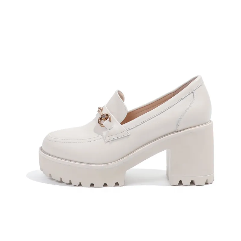 Mulinsen Loafers 8cm Women's Beige-0