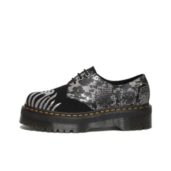 Dr.Martens 1461 Animal Clash Leather & Suede Platform Shoes 'Black Grey'