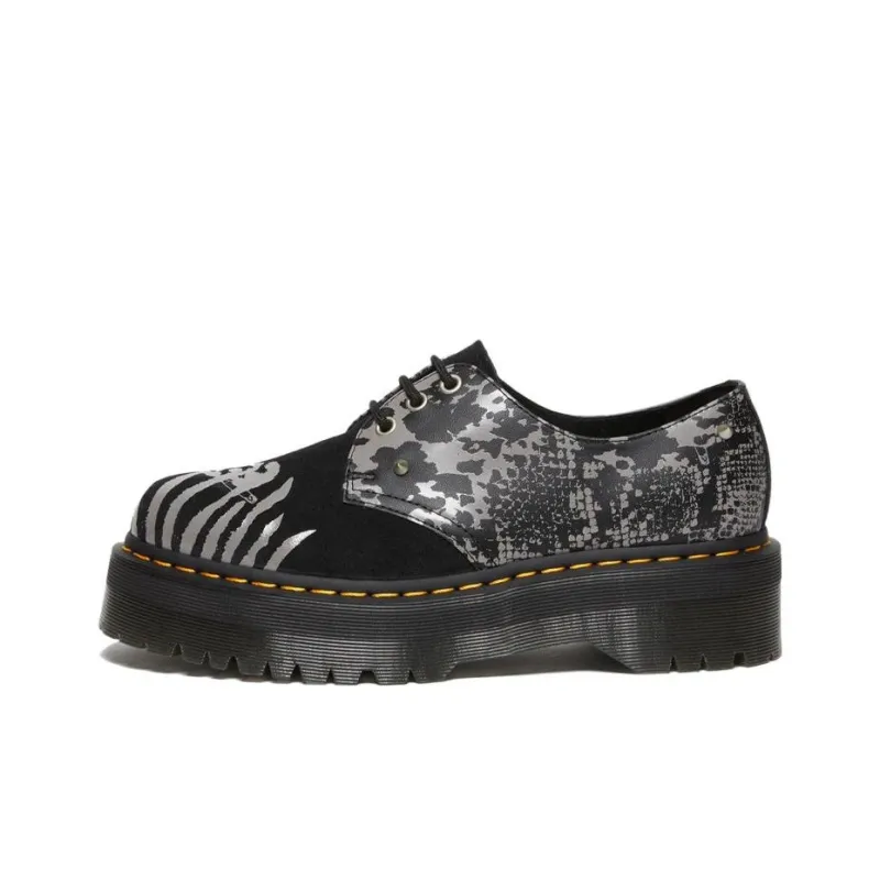 Dr. Martens 1461 Animal Clash Leather & Suede Platform Shoes 'Black Grey'-0