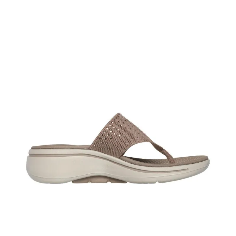 Skechers Go Walk Arch Fit Rhinestone Abrasion-Resistant Slip-Resistant Flip Flops Women's Taupe-1