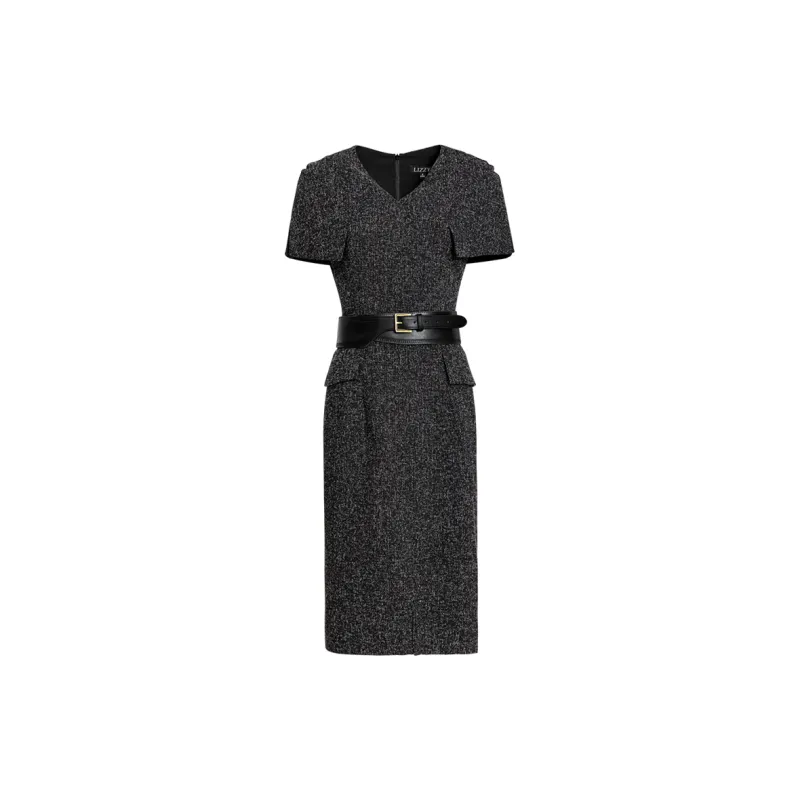 LIZZY Shawl Cape Short Sleeved Dress Women's Black-2