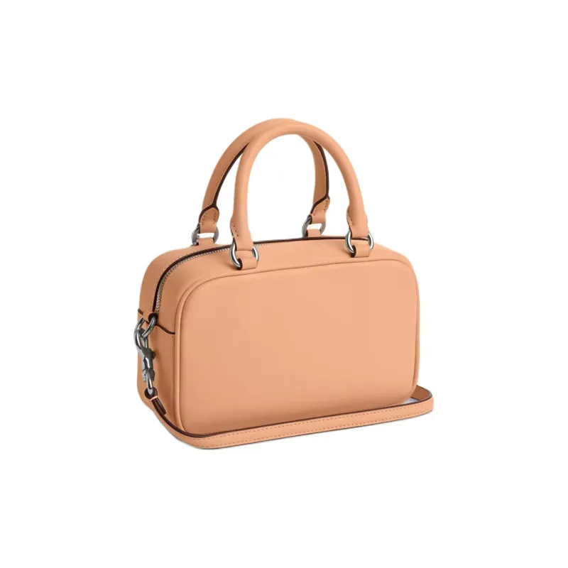 COACH Smooth Leather Bowling Bag, Handbag, Shoulder Bag, Crossbody Bag Trumpets Women's Silver & Faded Blush-1