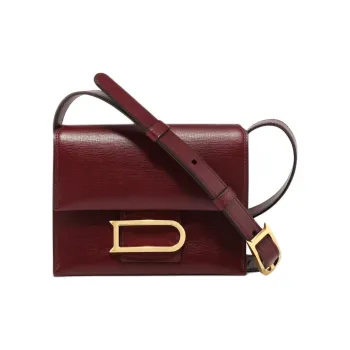 Delvau Grained Opera Calfskin Shoulder Bag Crossbody Bag Small Size Women's Burgundy