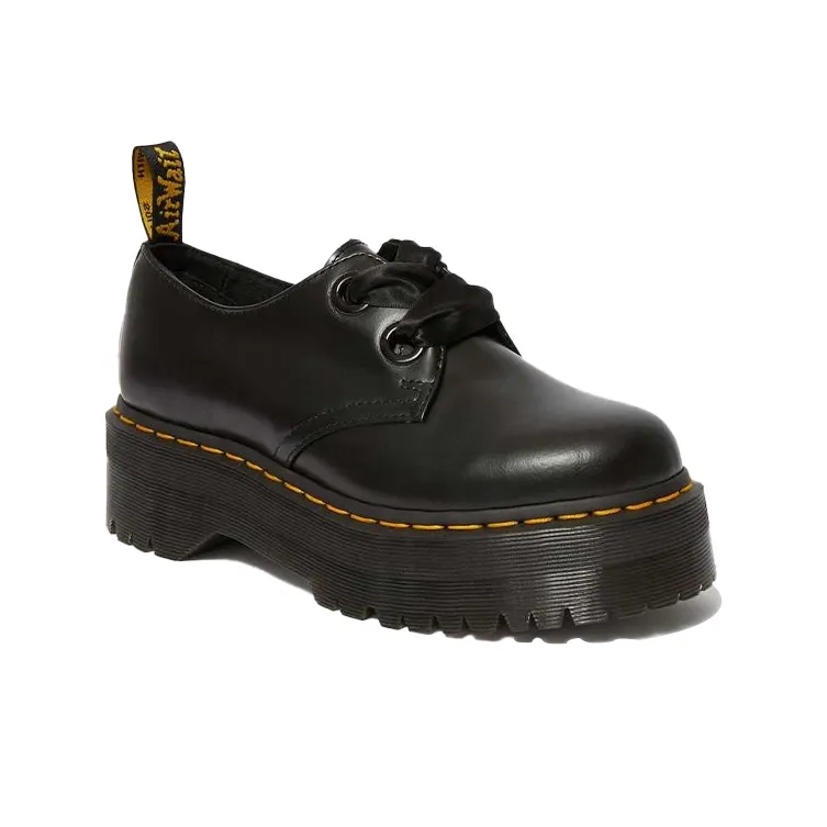 Dr. Martens Holly Leather Platform Shoes 'Black Buttero' Women's-2