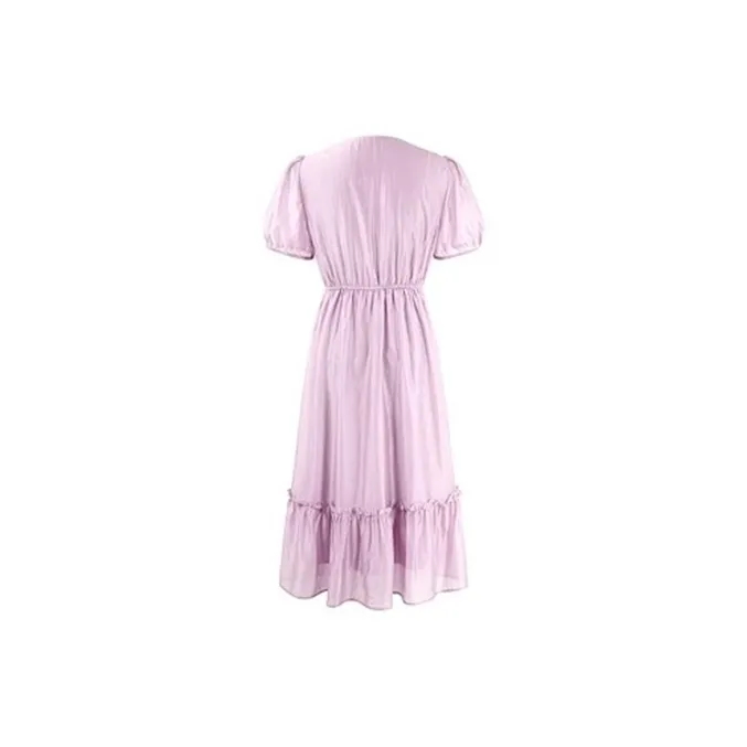 HDFULERN Short Sleeved Dress Women's Pink Purple-1