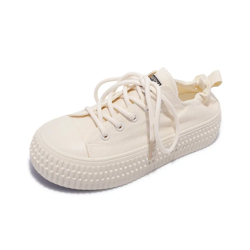 Miss Zhang Anti Slip And Wear Resistant Quick Dry Height Increasing Low Top Canvas Shoes Women's Beige-2