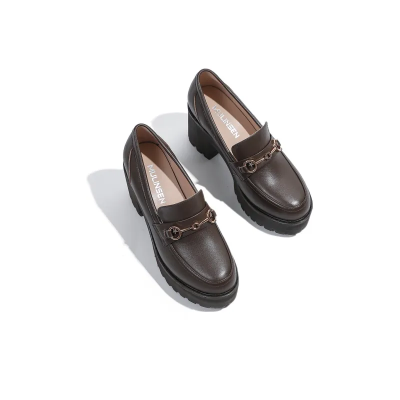 Mulinsen Loafers 8cm Women's Khaki-2