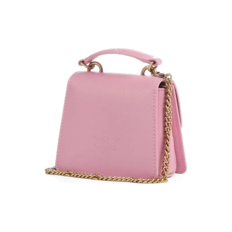 PINKO LOVE Series Cow Leather Shoulder Bag, Crossbody Bag, Handbag Micro Women's Rose Pink-2