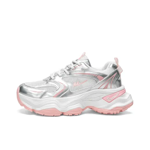 WARRIOR Chunky Sneakers Women's Low-Top Beige/Silver/Pink