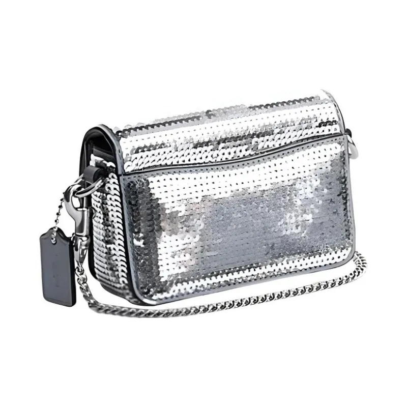 COACH Studio Cow Leather Small Square Bag, Crossbody Bag, Shoulder Bag Mini Women's Silver-1