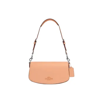 COACH Refined Calfskin Handbag, Shoulder Bag Medium Size Women's Silver & Faded Blush