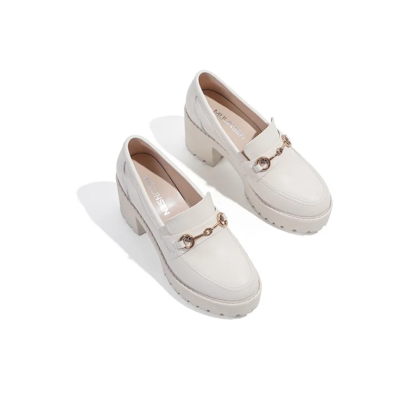 Mulinsen Loafers 8cm Women's Beige-2