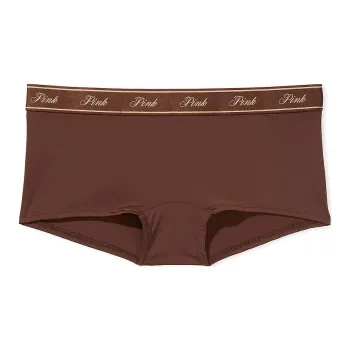Victoria's Secret PINK LOGO COTTON BOYSHORT PANTY / Ganache Underpants Women's 1 Pack Gantcher