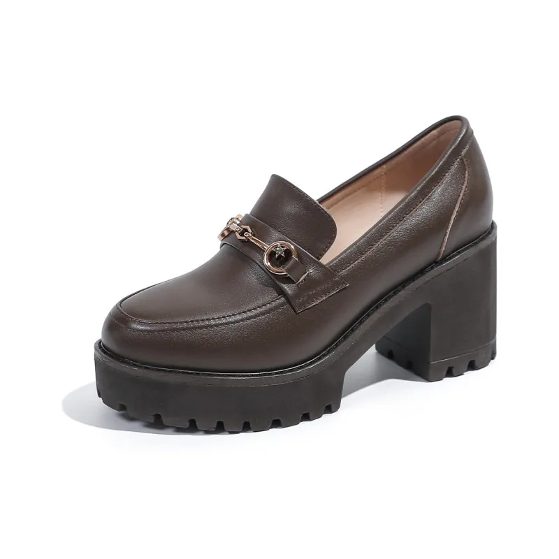 Mulinsen Loafers 8cm Women's Khaki-1