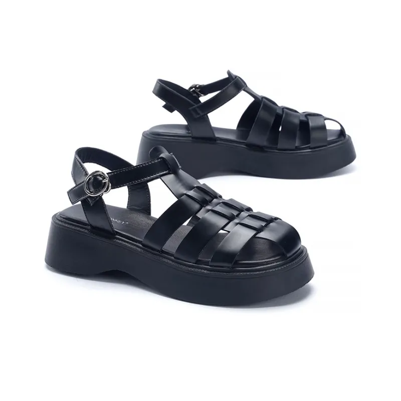 MALEMONKEY Roman Sandals 4.5cm Women's Black-2