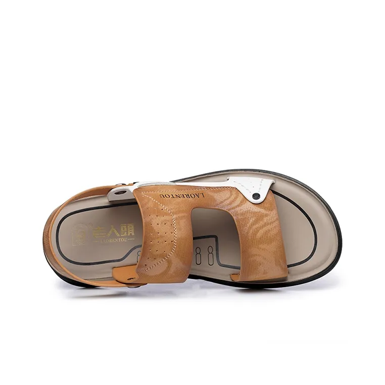 LAORENTOU Beach Sandals Men Gray White/Yellow White-20