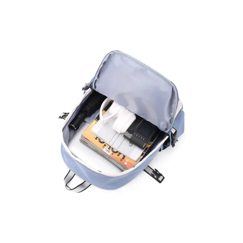WONHOX Fabric Backpacks Laptop Bags Backpack Regular Unisex Black/Haze Blue/Royal Blue-19
